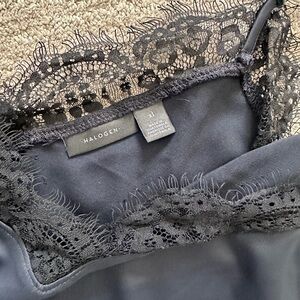 Halogen Navy Lace-Trim Slip Chemise XL